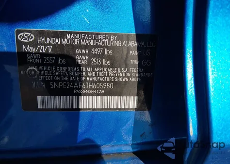 2018 Hyundai Sonata Se z USA, uszkodzony, nr VIN 5NPE24AF6JH605980